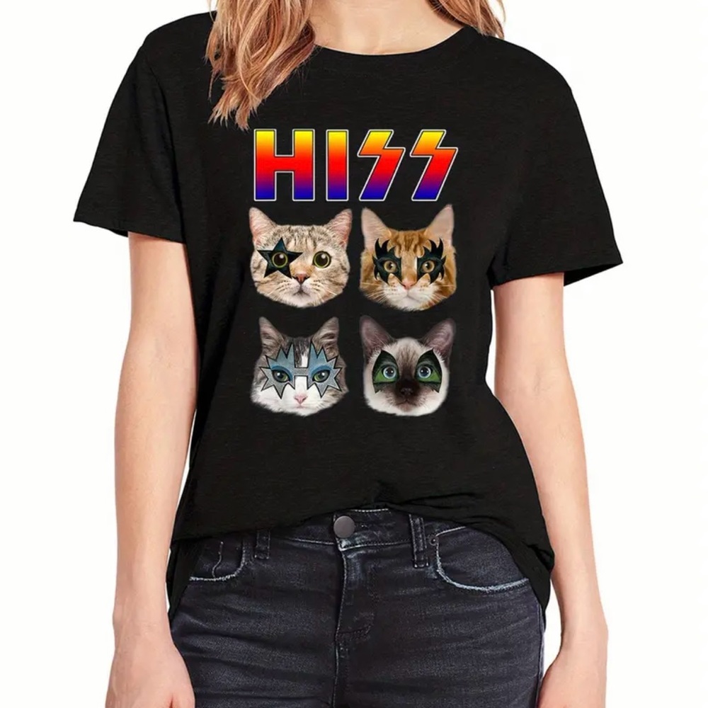 Graphic Tee, NWT, Funny Cat Hiss Print, UNISEX
